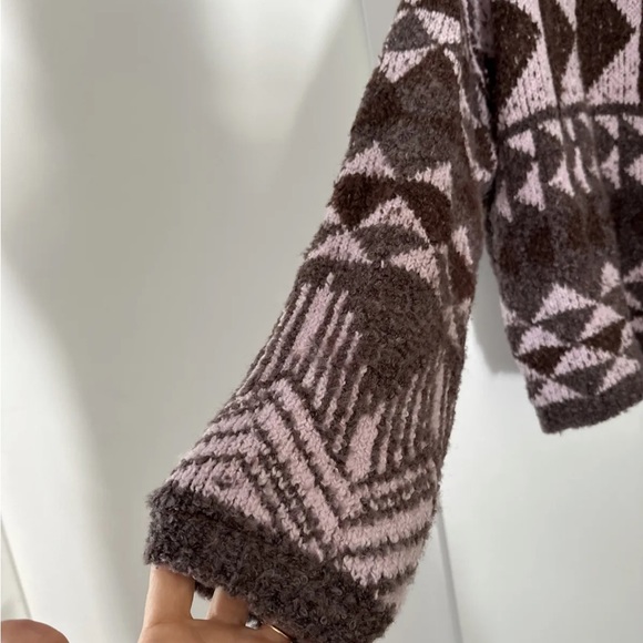 Free People One and Another Cardi Aztec Tribal Wool cardigan small sweater - Picture 7 of 9
